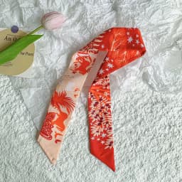 New Luxury Fruit Design Women Long Scarf Chiffon Silk Scarves Rubber Red Tie Black Bag Ribbon Headbands Bag Scarves Neckerchief