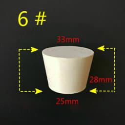 000#-20# Laboratory Rubber Plug Bungs Flask Tapered Tube Solid White Alkali-resisting Lab Push-In Sealing Plug