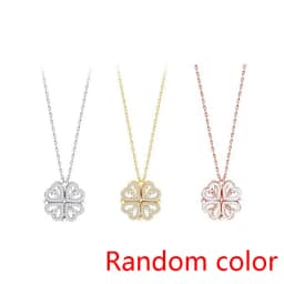 1pc Heart Shaped Four Leaf Clover Pendant Necklace Jewelry Zircon Women Love Clavicle Chain Gifts Openable ChokerJewelry