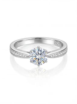 DW Luxury 0.5-2CT Moissanite Diamond Rings for Women Engagement Real 925 Sterling Silver Original Wedding Gemstone Fine Jewelry