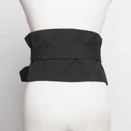 [EAM] Black Cloth Asymmetrical Bow Bandage Wide Belt Personality Women New Fashion Tide All-match Spring Autumn 2026 1A778