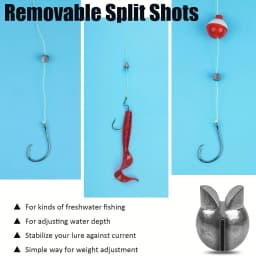 60/120pcs Fishing Weights Kit,Premium Split Shot Sinkers with 5 Versatile Sizes, Round Removable Design, Perfect for Freshwater