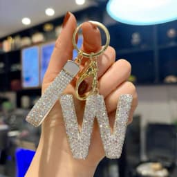 Full Rhinestone 26-Letter Keychain, Bling Car Key Ring & Sparkly Bag Charm - Perfect Small Gift