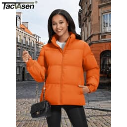 TACVASEN Winter Padded Puffer Down Coats Womens Warmth Stand Collar Full Zip-up Jackets Lightweight Waterproof Quilted Outwears