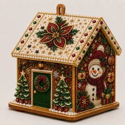 DIY Pearl Art Christmas House Diamond Painting Kit Gingerbread House Shape Xmas Hanging Ornament Set for Home Holiday Decor Gift