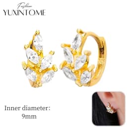 925 Sterling Silver Ear Needle Hoop Earrings Crystal Circle Small Huggie Earrings for Women Simple Females Girls Jewelry