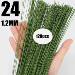 120pcs Fondant Paper Wrapped Iron Wire Handmade DIY Dough Plastic Doll Cake Plug-in Decoration Flower Pole Shelf