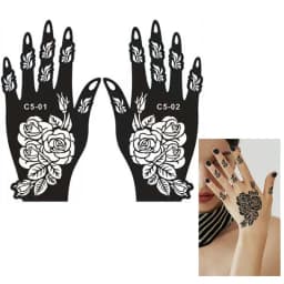Pattern Tattoo Stencils for Women Hollow Henna Flower Tattoo Stencils for Hand Fingers Reusable Tattoo Templates Tattoo Tools