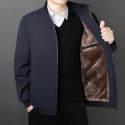 Oversize Fleece Lined Cotton Jacket Men Autumn Winter Thick Warm Business Stand Collar Coat For Middle Aged Fathers Daily Formal