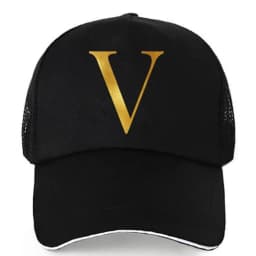 1pc AmaBe Hip-Hop Baseball Cap with Golden Letter Print, Adjustable Hook & Loop Closure, Breathable Mesh Back, Lightweight Stret