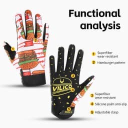 1 pair of parent-child fun graffiti burger sports cycling gloves, non slip, shock-absorbing, wear-resistant, breathable cycling