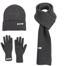 Winter Outdoor Warm Ear Protection Head Cap. European Style, Simple and Versatile. Knitted Wool Hat, Gloves and Scarf Set.
