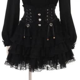 Gothic Sweet Lolita Skirt Lace Bow Embellishment Layered Ruffled Hem Japanese Harajuku Subculture Party Bottom Spring Summer