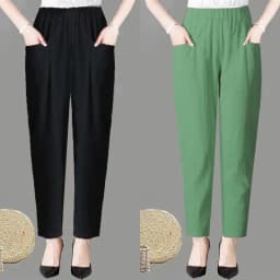 Large Size Korean Casual Thin Cotton Linen Pants Women Spring Summer Elastic Waist Ankle-Length Pants Woman Harem Trousers