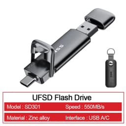 SSK Portable SSD USB Drive 550MB/S High-speed External Solid State Drive 2TB 1TB 2-in-1 Type C USB 3.2 Dual Drive for Laptop Mac