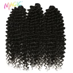 Magic 24 Inch Brown Blonde Deep Wave Synthetic Hair Bundles High Temperature Fiber Crochet Braiding Hair Extensions For Women