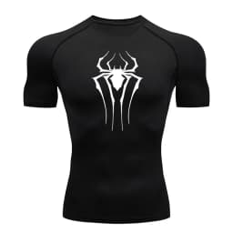 Spider Print Compression Shirts for Men Summer Short Sleeve Rash Guard Gym Workout Tshirt Athletic Quick Dry Undershirts Tops