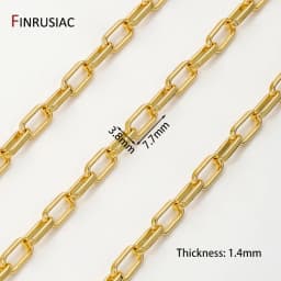 18K Gold Plated Brass Square Link Chain,3.8*7.7mm Paperclip Chain Oval Link Chain for DIY jewelry making accessories