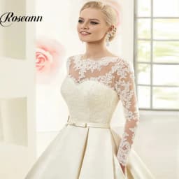 Customized Advanced Jewel Neck Wedding Dresses Satin Illusion Sashes Bridal Gowns Vestidos De Novia Brautmode Personalised