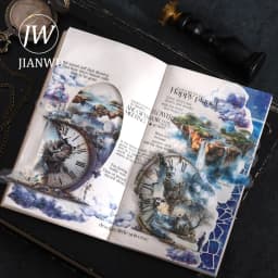JIANWU Vintage Lightbulb Coast Island Time Landscape Material Collage Scrapbooking PET Sticker Creative DIY Journal Stationery