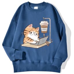 Work Cats That Cannot Do Without Coffee Womens Hoody Loose Comfortable Hoodies Harajuku Fleece Hoodie Fashion Autumn Men Top