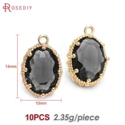 10PCS 18K Gold Color Oval Shape Charms Pendants Necklace Earrings High Quality Diy Jewelry Accessories Rosediy Official Store