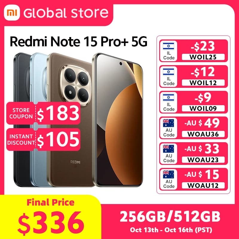 Global Version Xiaomi Redmi Note 15 Pro Plus 5G Smartphone 8G/12GB RAM 6500mAh 100W Hypercharge 6.83" AMOLED Snapdragon 7s Gen 4