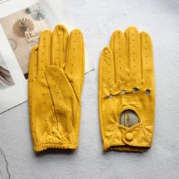 Women's Summer Full Finger Leather Gloves Breathable Single-Layer Sheepskin Fashionable Short Motorcycle Riding Gloves