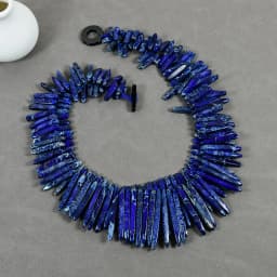 G-G 20' 2 Strands Blue Sea Sediment Jasper Top Drilled Stick Necklace Handmade Women Jewelry Gifts