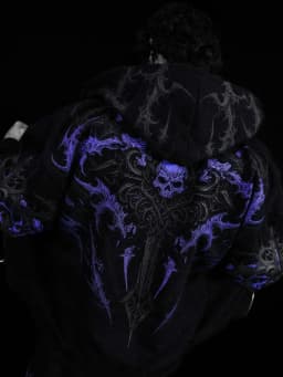 Breathedivinity Large-sized Loose-fitting Printed Full-front Zipper Hooded Sweatshirt