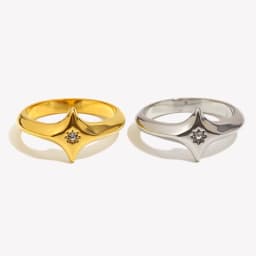 E.B.belle Four-pointed Star Zircon Ring Stainless Steel Minimalist Style Creative Personalized Jewelry For Women Accessories