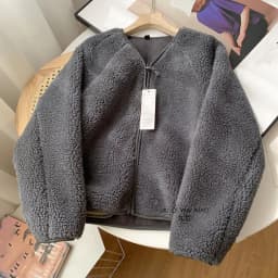 Lamb Fur Women Coats Autumn Winter Solid Thick Warm V-Neck Long-Sleeved Casual All Match Female Outwear Jackets