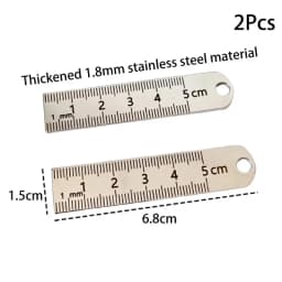 2PCS New Stainless Steel Mini Ruler With Keychain - Measuring Tool For Office And School Supplies (Anti-loss Measuring Ruler)