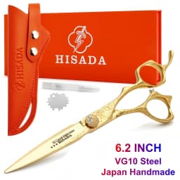 HISADA Barber Scissors Japanese Handmade VG10 Material Scissors 6-7 Inch Rose Gold Scissors Professional Hairdressing Scissors
