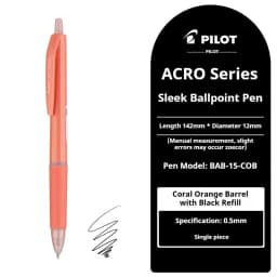 Pilot Acroball Ultra-Smooth Retractable Ballpoint Pen,Premium Hybrid Ink 0.5/0.7mm for Office&BusinessMinimalist Japanese Design