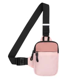 A stylish men's mini crossbody bag, crafted from nylon fabric, featuring a honeycomb-patterned back panel designed to hold a mob