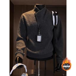Thickened Stand Collar Sweatshirt Men's Casual Style Inner Wear Base Shirt Heavyweight Leisure Top for Autumn Winter