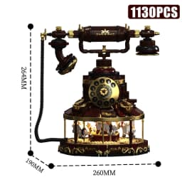 Technical MOC Retro Rotary Dial Telephone Rotating Carousel Building Blocks Vintage Classic Decoration Bricks MOC Toy Adult Gift