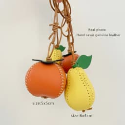Genuine Leather Handmade Pendants Suitable for Bags Handbag Backpacks,Cute Leather Bag Charms Fruit Keychain Accessories