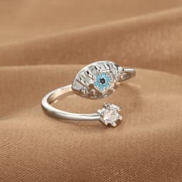 YILUOCD Hamsa Fatima's Hand Open Rings Turkish Blue Cubic Zircon Evil Eye Ring Protection Amulet Islamic Jewish Jewelry