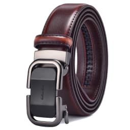 Men's leather ratchet belt 3.5cm wide adjustable formal jeans, comfortable cutting