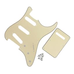 FLEOR Set of Vintage 8 Holes ST Pickguard SSS Guitar Back Plate & Screws for Electric Guitar Parts, 7 Colors Choose
