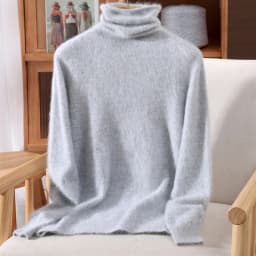 100% Pure Mink Fur Sweater Women's Pullover High Neck Knitted Sweater Autumn Winter New Item Pile Collar Thick Soft Base Sweater