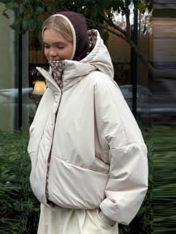 Chic Women's Elk Printed Reversible Padded Coats Hooded Full Sleeve Zip-up Pocket Cotton Jacket 2026 Winter Warm Thicken Outwear
