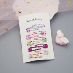 Girls Hair Clips 10 Set Mini Press Clips Colorful Baked Lacquer Baby Safe Snaps Cute Cartoon Prints Pink Hair Barrettes