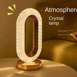 1pc Luxury Oval Crystal Table Lamp, Mini USB Charging Lamp for Office, Bedside Night Light Decorative Round Table Lamp for Bedro