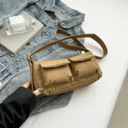 Women Casual Shoulder Bag Solid Color Simple Messenger Hobos Large Capacity Nylon Crossbody Zipper Closure for Party Vacation