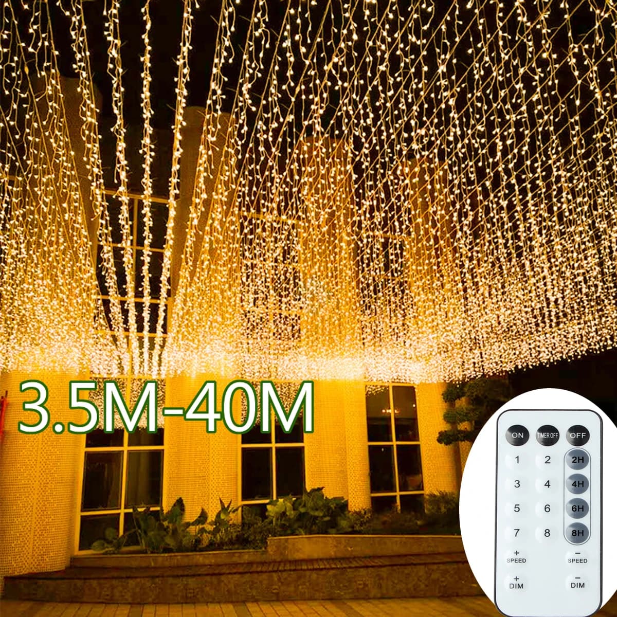 Remote Icicle String Lights LED Fairy Lights Garland For New Year Party Wedding Garden Terrace Christmas Decoration Lamps