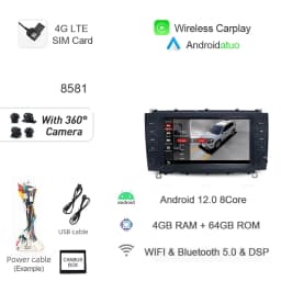 720P Carplay Android 13 Car DVD Player Navigation Stereo Autoradio GPS Radio For Mercedes Benz CLK 200K 280 350 W209 2005-2012