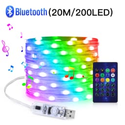 20M Dream Color USB 5V LED Sting Light Bluetooth Music APP RGBIC Addressable Fairy Lights Birthday Party Garland Christmas Decor